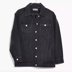 Madewell Oversized Black Denim Jacket Lunar Wash